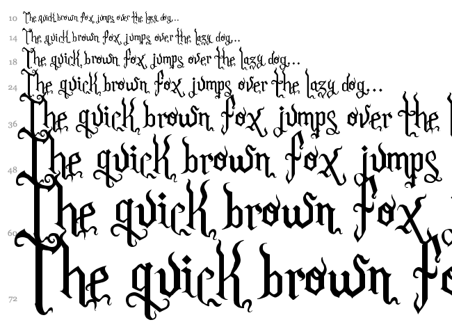 Romance Fatal Goth font waterfall